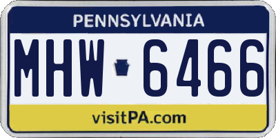 PA license plate MHW6466