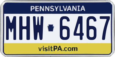 PA license plate MHW6467