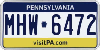 PA license plate MHW6472