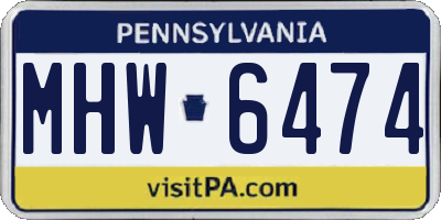 PA license plate MHW6474