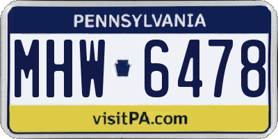 PA license plate MHW6478