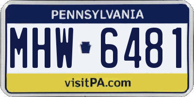 PA license plate MHW6481