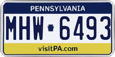 PA license plate MHW6493