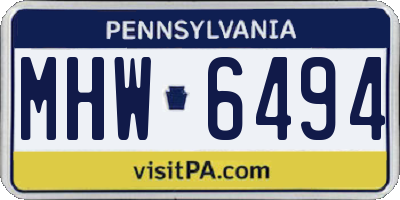 PA license plate MHW6494