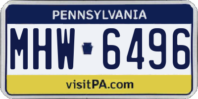PA license plate MHW6496