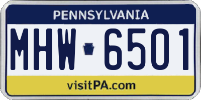 PA license plate MHW6501