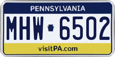 PA license plate MHW6502