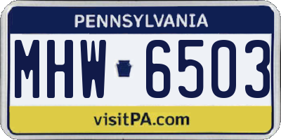 PA license plate MHW6503