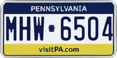 PA license plate MHW6504
