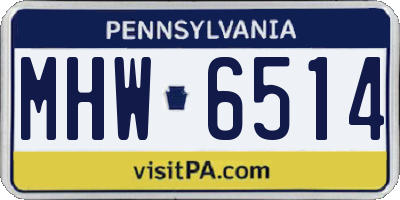 PA license plate MHW6514