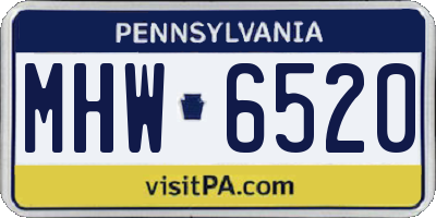 PA license plate MHW6520