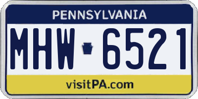 PA license plate MHW6521