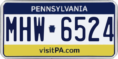 PA license plate MHW6524