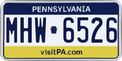 PA license plate MHW6526
