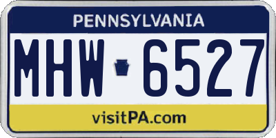 PA license plate MHW6527