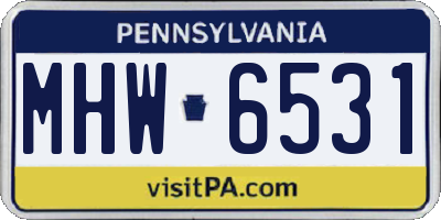 PA license plate MHW6531
