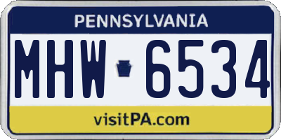 PA license plate MHW6534