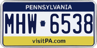 PA license plate MHW6538