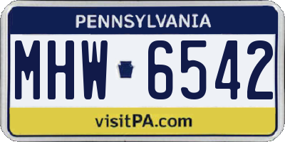 PA license plate MHW6542