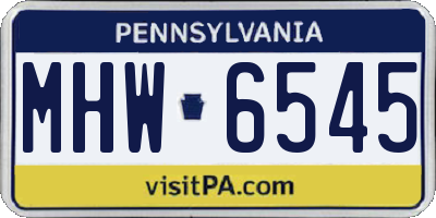 PA license plate MHW6545