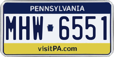 PA license plate MHW6551