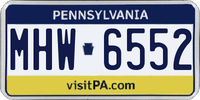 PA license plate MHW6552