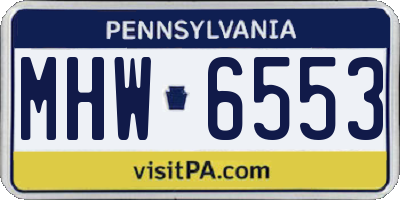PA license plate MHW6553