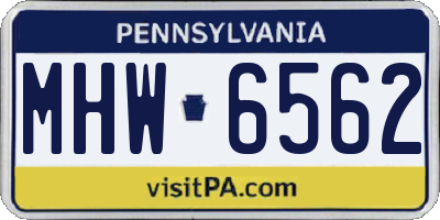PA license plate MHW6562