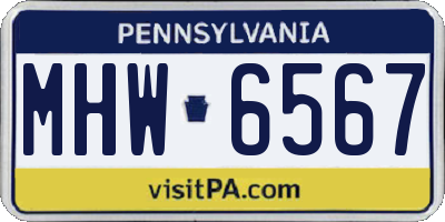 PA license plate MHW6567