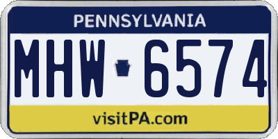 PA license plate MHW6574
