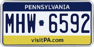 PA license plate MHW6592