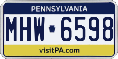 PA license plate MHW6598