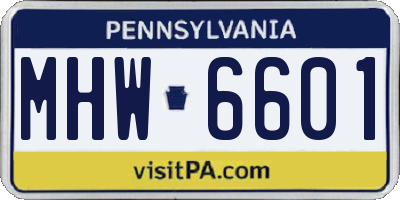 PA license plate MHW6601