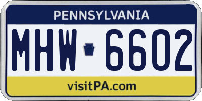 PA license plate MHW6602