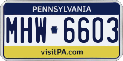 PA license plate MHW6603
