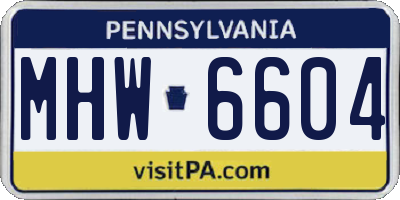 PA license plate MHW6604