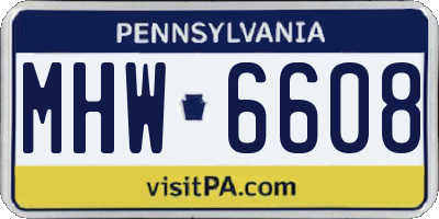 PA license plate MHW6608