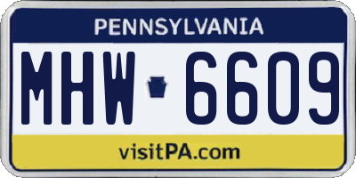 PA license plate MHW6609