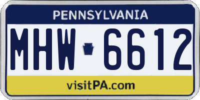 PA license plate MHW6612