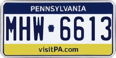 PA license plate MHW6613