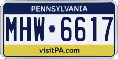 PA license plate MHW6617
