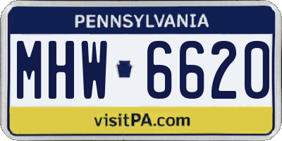 PA license plate MHW6620