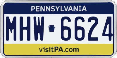 PA license plate MHW6624