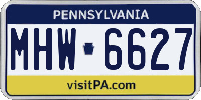 PA license plate MHW6627