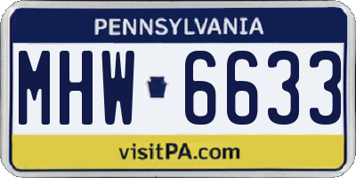 PA license plate MHW6633