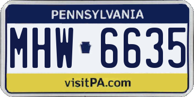 PA license plate MHW6635