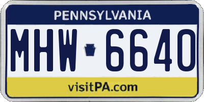 PA license plate MHW6640