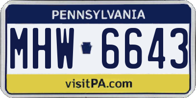 PA license plate MHW6643