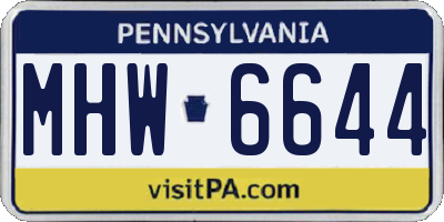 PA license plate MHW6644