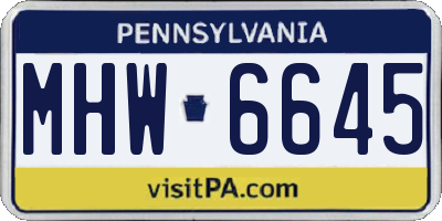 PA license plate MHW6645